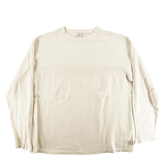 Vintage Anchor Blue Ribbed Textured Cream Knit Long Sleeve Sweater XL Hong Kong - Picture 1 of 3